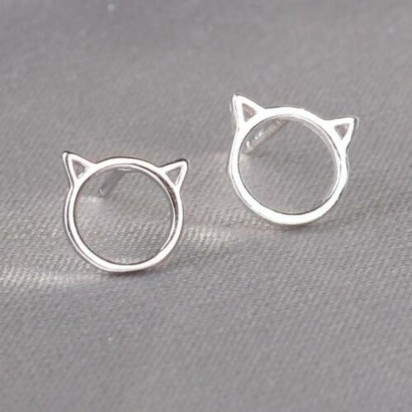 Jewelry - NWOT 925 Sterling Silver Cat Stud Earrings
